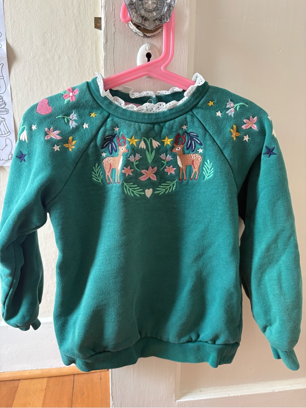 Mini Boden Teal Green Embroidered Sweatshirt